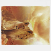 Lion Couple bij zonsondergang Fleece Deken (Voorkant (Horizontaal))