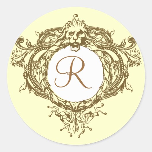 Lion Crest-Initiaal Ronde Sticker (Voorkant)