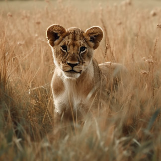 Lion Cub die door de Grijze puzzel stroomt Legpuzzel