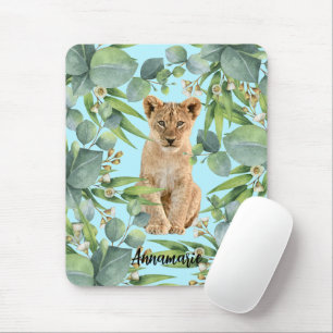 Lion Cub Green Forest Oerwoud Schattige Blauwgroen Muismat