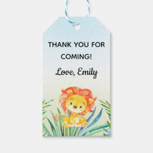 Lion cub party hand label baby shower cadeaulabel