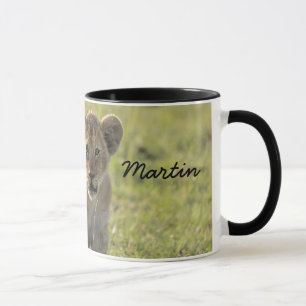 Lion Cub Personaliseer naam Zwarte Binnenkant Cade Mok