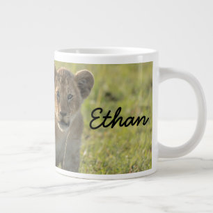 Lion Cub Personaliseer uw naam serieus Extra Grote Beker