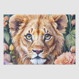 Lion Cub Waterverf Bloemen Tissuepapier