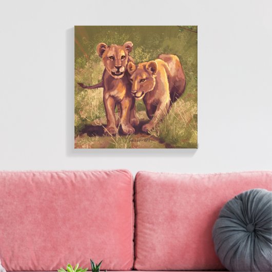 Lion Cubs Canvas Afdruk (Insitu (Woonkamer))