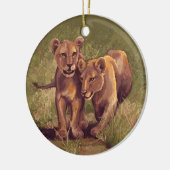 Lion Cubs Keramisch Ornament (Links)