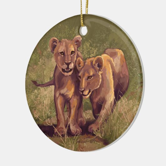 Lion Cubs Keramisch Ornament (Links)