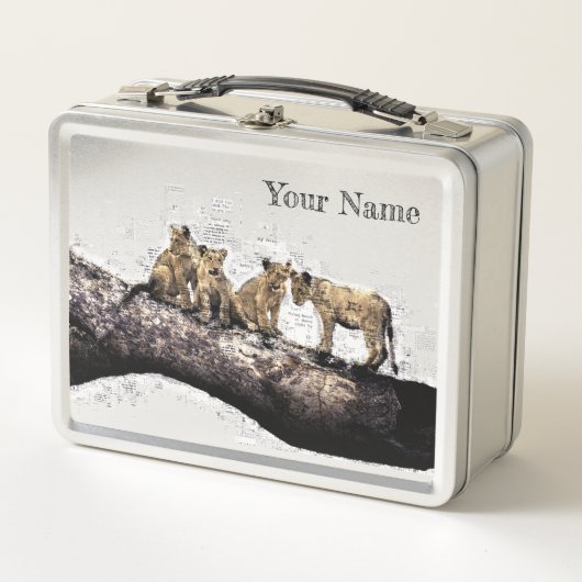 Lion Cubs Lunch Box – Aangepaste Safari Gift (Voorkant)