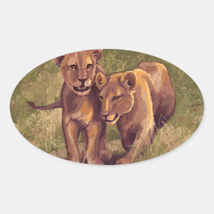 Lion Cubs Ovale Sticker