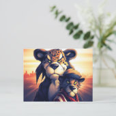 Lion Cute Briefkaart (Staand voorkant)