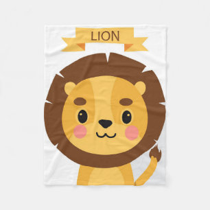 Lion Cute Lion Portret Fleece Deken