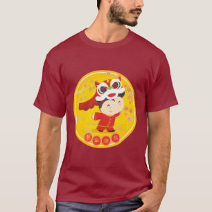 Lion Dance Chinees Nieuwjaar Geluk Mannen T-shirt
