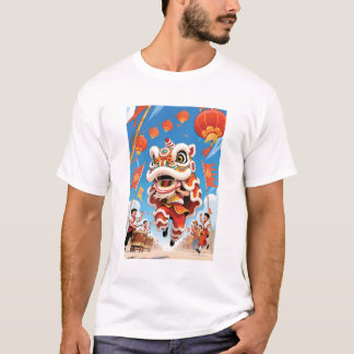 Lion Dance Men White T-shirt