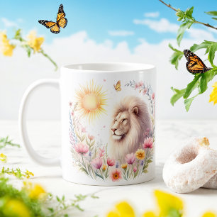 Lion d'aquarelle de printemps - Mug d'enfant