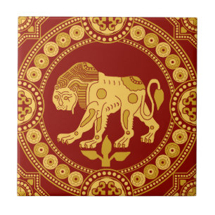 Lion de Julian sur carreaux en céramique rouge