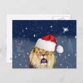 Lion de Noël dans la carte postale de Santa Hat (Devant / Derrière)