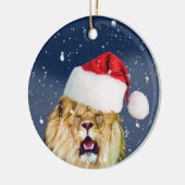 Lion de Noël en ornement de casquette de Père Noël (Gauche)