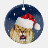 Lion de Noël en ornement de casquette de Père Noël (Dos)