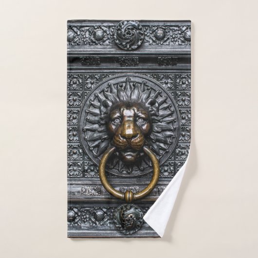 Lion de poignée de porte - Noir / Or (Serviette à main)