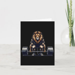 Lion Deadlifting Gym Humor Gewichtheffen Fitness Kaart