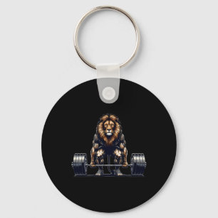 Lion Deadlifting Gym Humor Gewichtheffen Fitness Sleutelhanger