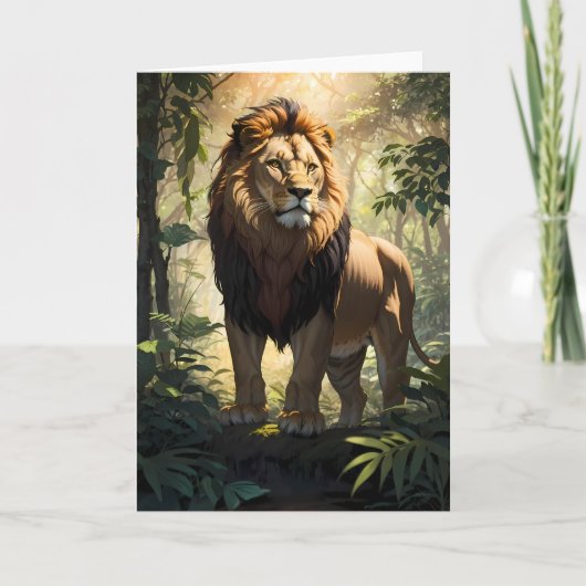 Lion debout fier dans la Jungle | Carte (Devant)