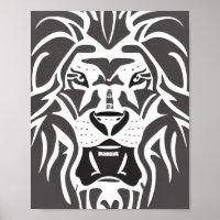 Lion decal white op grijs