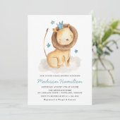 Lion doux | Invitation baby shower (Debout devant)