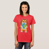 Lion Earth wereldbol T-shirt (Voorkant volledig)