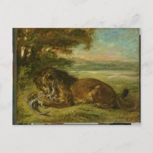 Lion en alligator, 1863 briefkaart