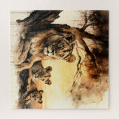 Lion en Cubs Puzzle Legpuzzel (Horizontaal)