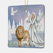 Lion en de Lamb met Angel Keramisch Ornament (Links)