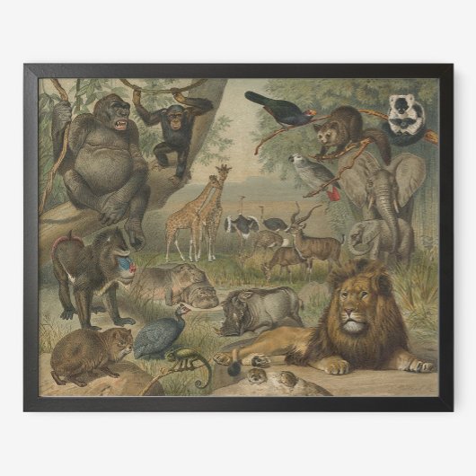 Lion- en dierenvrienden in Afrika Poster