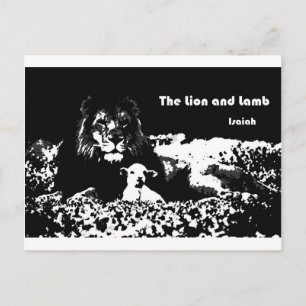 Lion en Lamb Black en White Briefkaart