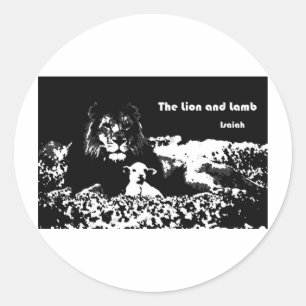 Lion en Lamb Black en White Ronde Sticker