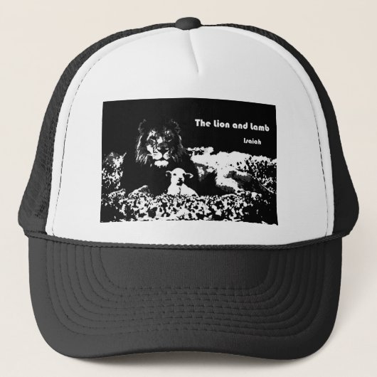 Lion en Lamb Black en White Trucker Pet (Voorkant)
