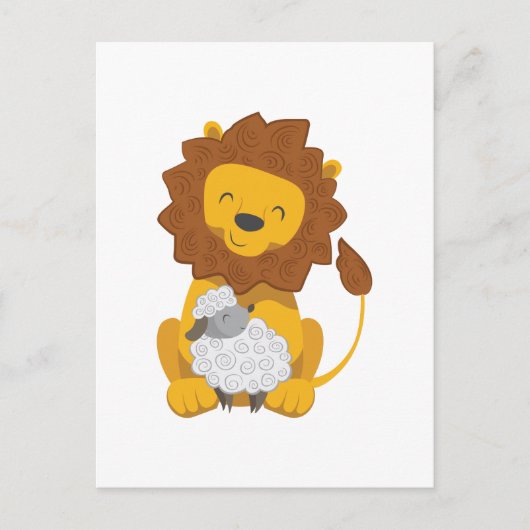 LION EN LAMB BRIEFKAART (Voorkant)