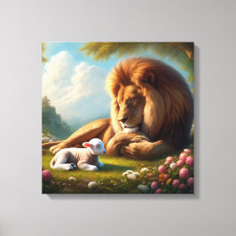 Lion en Lamb Canvas Afdruk