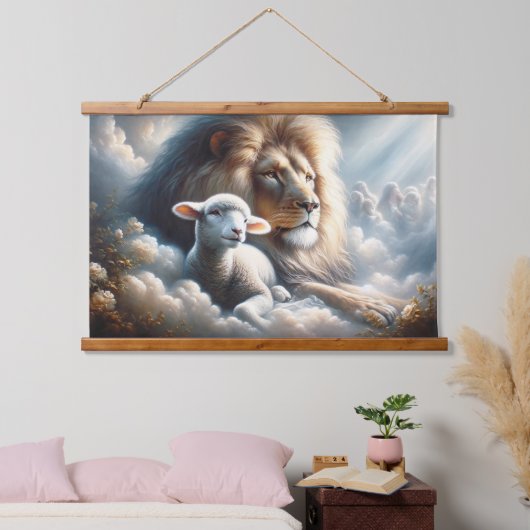 Lion en Lamb Hangend Wandkleed (Slaapkamer)