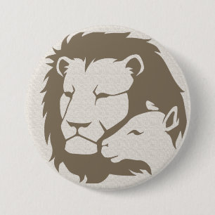 Lion en Lamb Ronde Button 7,6 Cm