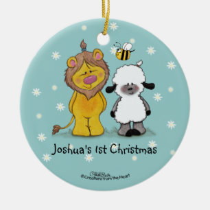 Lion en Lamb True Friends-1st kerstversiering Keramisch Ornament