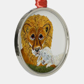 Lion en lammeren metalen ornament (Rechts)