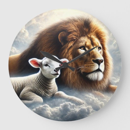 Lion- en lampwandklok grote klok (Voorkant)