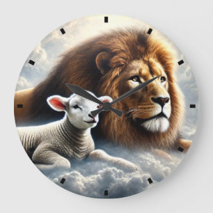 Lion- en lampwandklok grote klok