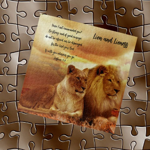 Lion en Lioness Jig Puzzle Bible Verse Legpuzzel