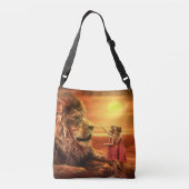 Lion en Little Girls Crossbody Tas (Achterkant)