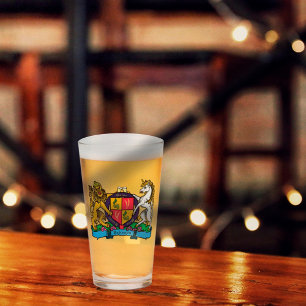Lion en Unicorn Rampant Beer Coat of Arms Glas