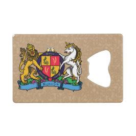 Lion en Unicorn Rampant Beer Coat of Arms Kredietkaart Flessenopener