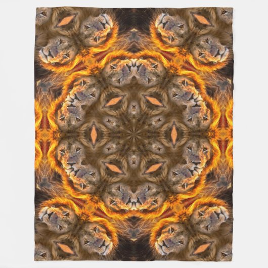 Lion Energy Shaman Mandala Fleece Deken (Voorkant)