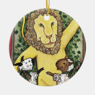 Lion et agneaux, ornement de Noël